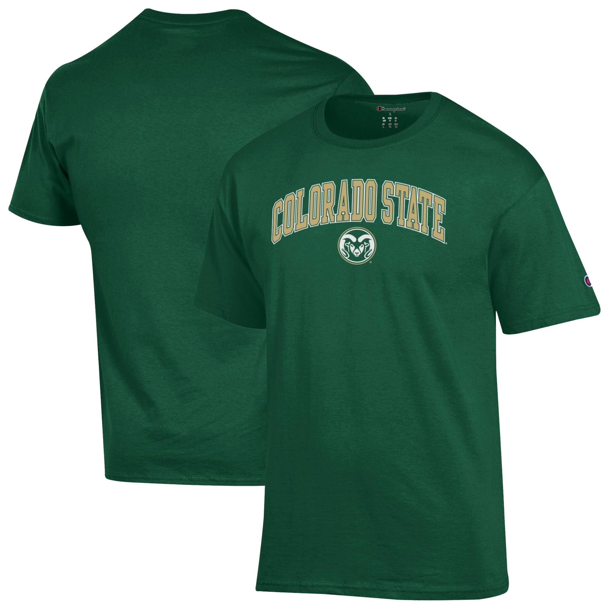 T-shirt homme Champion Green Colorado State Rams avec logo Arch Over